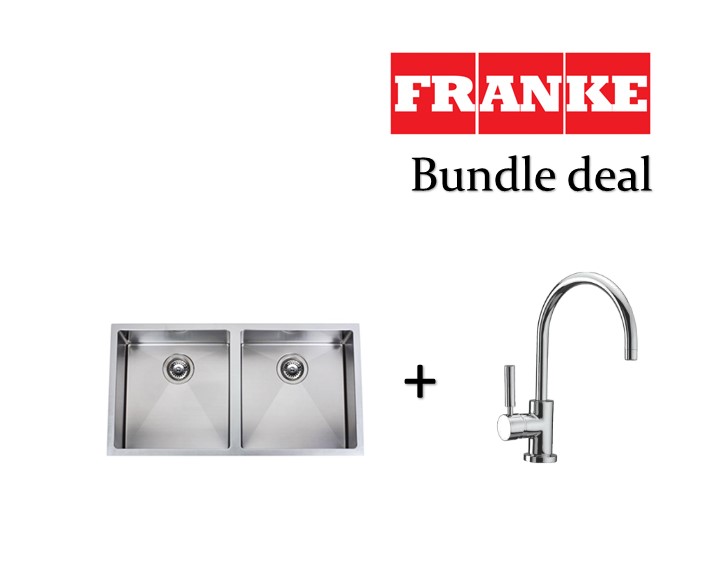 Franke Planar Undermount Stainless Steel Double Bowl Sink With C Spout ...