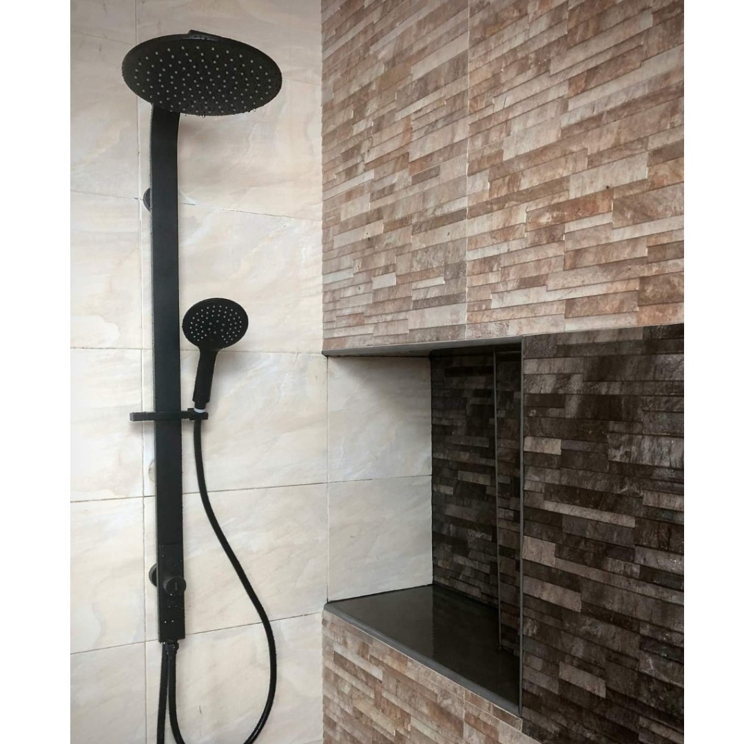 Rubine Rain Shower System With Hand Shower Nero Series - Uniqool
